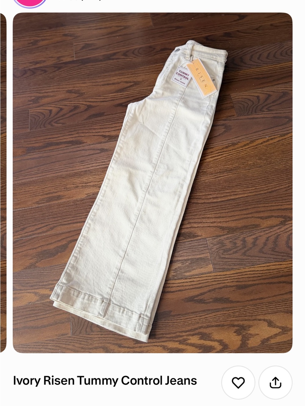 Risen Ivory Tummy Control women’s Jeans - Size 28/7 - NWT